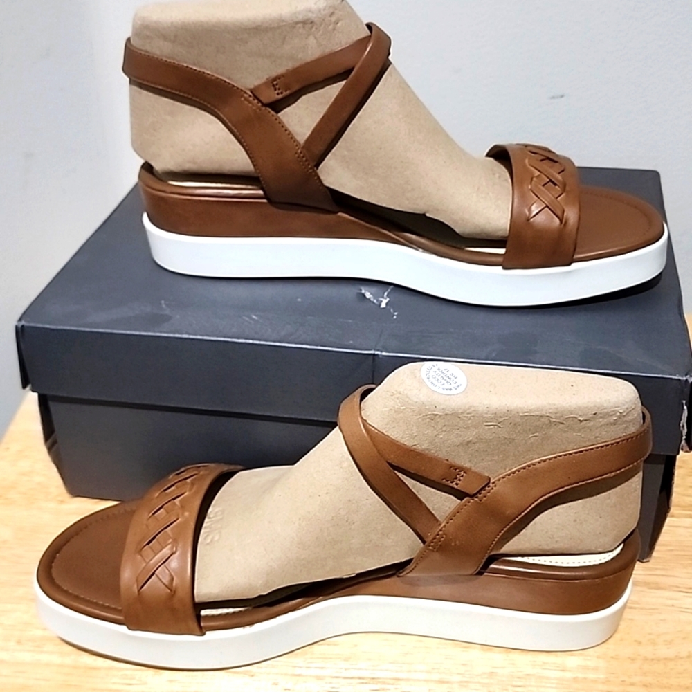 ECCO Braided Leather Sandals NWT Womens Sz 10 EU 41 Brown Ankle Strap